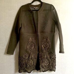 Cable & Gauge Black Embroidered Blazer